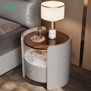 Wayon Modern Round Nightstand Luxury Bedside Table with Storage Drawer for Master Bedroom Villa - Product Image 4