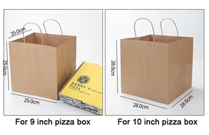 Sacs en papier kraft recyclé écologiques avec logo personnalisé pour la promotion de pizzas à emporter des restaurants, avec poignée et base carrée large - Product Image 6