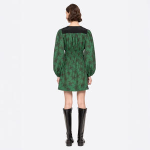 Mini Vestido Romántico Francés con Estampado Floral para Mujer |   Blusa de Manga Farol con Cuello en V, Ajustada, Estilo Ejecutivo, Lavable, 100% Poliéster - Product Image 2