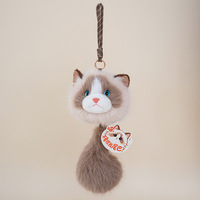 Porte-clés en peluche en forme de chat de dessin animé de haute qualité, vente en gros, sans MOQ, coussin en peluche personnalisé, jouets en peluche promotionnels en forme de beignet
