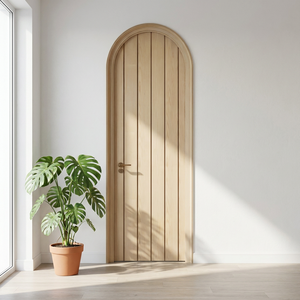 ZS Maßgefertigte Luxus-Inneneinrichtungen Neuestes Design Einfache Teakholz Schlafzimmer Badezimmer Französischer Stil Gewölbte Massivholztür - Product Image 6