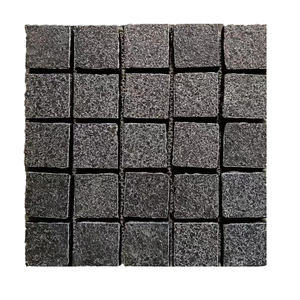 54x54cm pavés en pierre de granit noir absolu dessus flammé et côtés pavé en maille naturelle avec <span class=keywords><strong>prix</strong></span> bon marché pavé extérieur pierre naturelle - Product Image 1