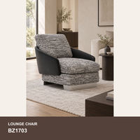 Fauteuil d'appoint moderne en tissu et similicuir avec accoudoirs noirs pour salon et hall d'hôtel