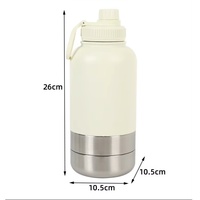 Bouteille d'eau pour animaux de compagnie en acier inoxydable 304 de 32 oz, 3 en 1, à double paroi isolée, portable, pour extérieur, avec bol amovible