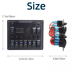 10'lu Gang Deniz Tipi Rocker Anahtar Paneli, Voltmetre Ampermetre Sigorta Devre Kesici, 12V 24V Araba Tekne Kamyon RV Kontrol Paneli Anahtarı - Product Image 4
