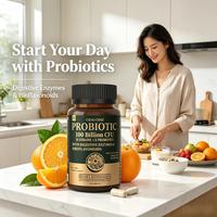 Capsules de probiotiques, prébiotiques, enzymes digestives, bioflavonoïdes d'agrumes, santé intestinale, complément végétarien, OEM