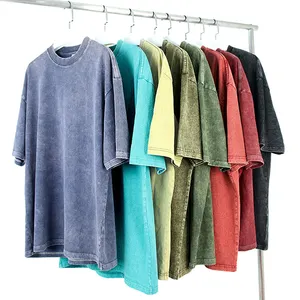 하이 퀄리티 산성 워시 복고풍 T 셔츠 스트리트웨어 의류 대형 티셔츠 커스텀 로고 빈티지 남성 티셔츠