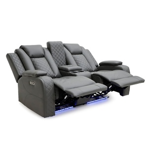 Set <span class=keywords><strong>Sofa</strong></span> <span class=keywords><strong>Recliner</strong></span> Elektrik Kulit Modern Geeksofa Furniture dengan Konsol & Meja Lipat untuk Ruang Tamu - Product Image 5