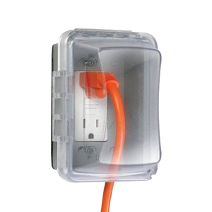 Cubierta de PVC OEM IP65 para Enchufes de Montaje Simple Horizontal/Vertical, Resistente a la Intemperie, con Cubierta de Uso en Funcionamiento, 3.75 Pulgadas de Profundidad, Serigrafiada - Product Image 1