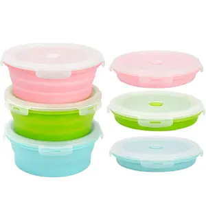 350ML 500ML 800ML 1200ML Silicone Food Container Four-piece Collapsible Lunch Box With Lid