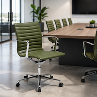Chaise de bureau pivotante de style nordique, chaise rembourrée en cuir, structure en alliage d'aluminium, chaise de direction réglable en hauteur avec roulettes