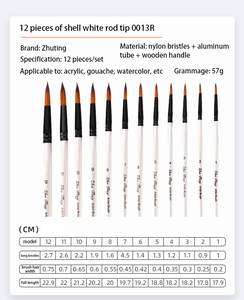 Ensemble de 12 pinceaux professionnels en nylon pour <span class=keywords><strong>peinture</strong></span> artistique, aquarelle, acrylique, huile, ensemble de pinceaux pour artistes - Product Image 3