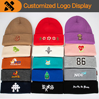 Bonnet en tricot d'hiver personnalisé avec votre propre logo, avec patch en cuir personnalisé