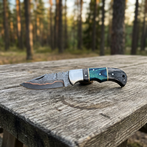 High Quality <b>copper</b> Damascus Steel Folding Blade Pocket Knife Wholesale Factory Rates wood Handle Tactical Application - Product Image 2