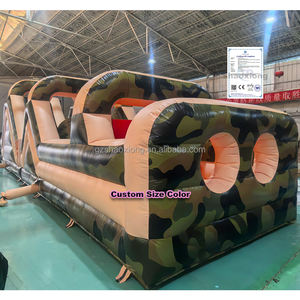 Parc d'attractions gonflable, jeux sportifs, jeux commerciaux pour enfants et adultes, parcours d'obstacles gonflable camouflage en plein air avec toboggan - Product Image 1