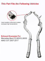 Tuyau d'échappement de voiture Downpipe pour 2007-2018 Mercedes Benz CLS63 CLS63S AMG Cls550 W218 5.5T Système d'échappement avec isolation thermique