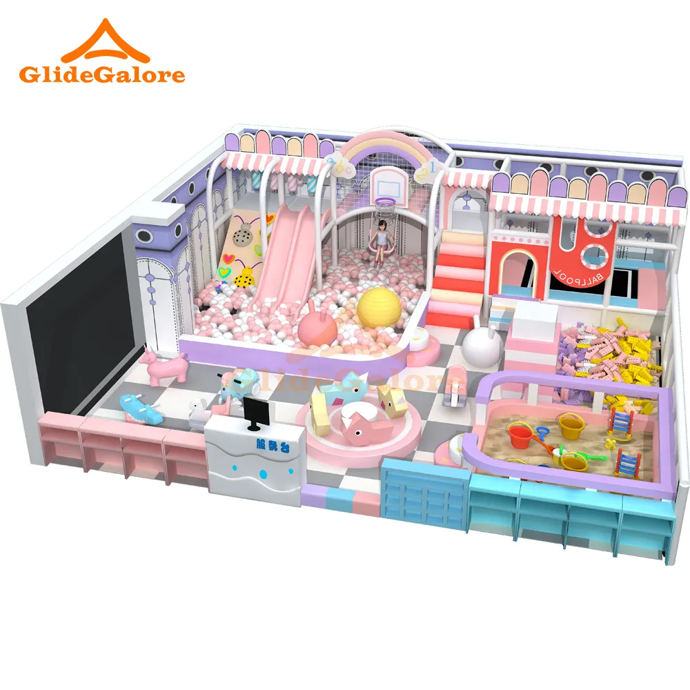 Wenzhou Small Amusement Park Equipment With Plastic Slide Net Protection And Soft Play Area Indoor Playground For Kids