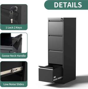 Archivador Estrecho <span class=keywords><strong>de</strong></span> 3 Cajones con Diseño Antivuelco para Gestión <span class=keywords><strong>de</strong></span> Documentos <span class=keywords><strong>de</strong></span> Oficina, Superventas - Product Image 5