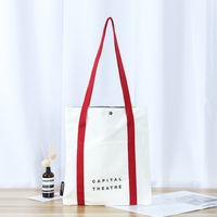 Sac fourre-tout réutilisable en toile de coton 100% écologique à double couche de 12 oz avec logo personnalisé, fermeture à bouton et poignées pour la main et l'épaule