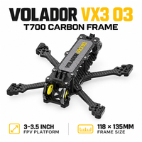 FlyFishRC Volador VX3 O3 Châssis FPV Freestyle de 3 pouces en fibre de carbone T700, cadre X compressé, bras de 144 mm 3,5 mm, support caméra HD VTX