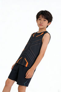 Conjunto Deportivo para Niños, Chaleco y Pantalones Cortos, Estampado Degradado, Manga Corta, Elástico, Sin Costuras, Secado Rápido, Transpirable - Product Image 3