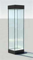 Vitrine d'exposition de bijoux moderne en verre noir carré, vitrine sur piédestal avec verre trempé pour la vente au détail et les musées