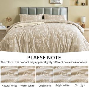 Chic 100% coton 3 pièces housse de couette ensemble Beige blanc botanique ligne imprime à la mode doux pour <span class=keywords><strong>chambre</strong></span> décor moderne - Product Image 4