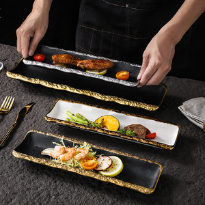 Роскошные винтажные суши тарелки прямоугольное блюдо высокого качества тарелки фарфоровая посуда для ресторана бытовой - Product Image 2