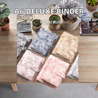 Agenda de luxe A6 relié en cuir, élégant classeur à 6 anneaux avec reliure spirale à feuilles mobiles
