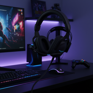 ชุดหูฟังเกมมิ่ง Akz D9 สีดำ พร้อมไมโครโฟน สำหรับใช้งานกับพีซีและมือถือ - Product Image 3