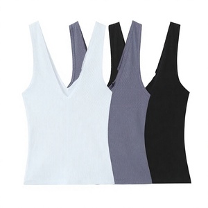 OEM 2026 Summer Slim Fit Women's Square Collar Breathable Eco-Friendly Lace Knit Tank <b>Top</b> Solid Color Casual Front Logo - Product Image 3