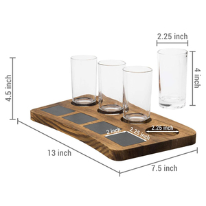 Ensemble d'échantillonneurs de planche de <span class=keywords><strong>vol</strong></span> de bière avec 4 verres à bière de dégustation, plateau de service en bois brun <span class=keywords><strong>et</strong></span> étiquettes de tableau, lot de 2 - Product Image 5