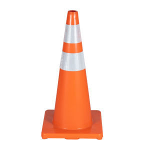 Cône de signalisation routière en PVC orange de 30/45/50/70/75 cm avec base noire - Product Image 3