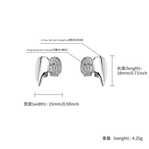 Grillz para dientes, diseño de colmillos de vampiro, estilo Hip Hop, oro, plata, con púas, aleación de cobre, decoración dental, joyería de moda unisex - Product Image 4