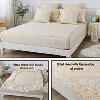 Ensemble de draps de literie Paisley damassé de luxe 4 pièces respirant classique 100% coton Ultra doux drap housse et drap plat poche profonde