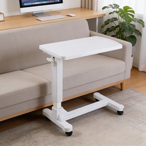 Adjustable Height Bedside <b>Table</b> With Wheels For Home Hospital Use - Product Image 1