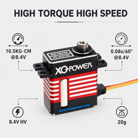 Servomoteur numérique sans noyau XQ POWER XQ-S2010D pour hélicoptère RC, avion, 7 kg, programmable, boîtier tout aluminium, haute vitesse, 8,4 V