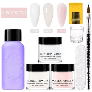 Set de Polvo Acrílico para Uñas, Líquido Monómero Transparente, Rosa Nude, con Pincel para Extensión de Uñas, Esculpido y Diseño Floral - Product Image 1