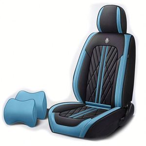 Housse de siège de voiture en cuir PU, ensemble de 9 pièces, style tendance toutes saisons, ensemble complet, multicolore, ajustement universel - Product Image 6