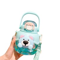 Gourde d'eau en plastique réutilisable pour enfants, grande capacité 900 ml, avec paille, pour l'école et les voyages, motif dessin animé garçons et filles