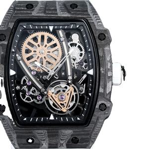 Montre de luxe automatique mécanique pour homme, boîtier en carbone, bracelet en caoutchouc noir, tourbillon squelette, modèle 2026, tendance actuelle 27-05 - Product Image 3