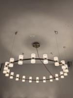 Lustre rond en acrylique postmoderne, design luxueux, décoration artistique, lampe suspendue pour salon, villa, hauteur réglable