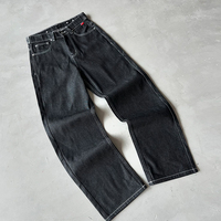 Fabricant de Vêtements Tenues Personnalisées Ensembles Veste en Jean Brodés et Ensembles Pantalons en Jean Épais Amples pour Hommes