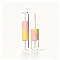 Tube de brillant à lèvres vide transparent rechargeable avec double applicateur style capsule