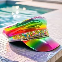 Chapeaux de Capitaine Iridescentes Arc-en-ciel en Gros avec Pierres Précieuses pour le Festival Burning Man