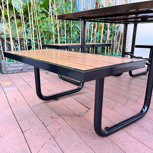 Đương Đại ngoài trời dã ngoại bảng 4 băng ghế chân thép mạ kẽm và WPC gỗ Top bảng thiết lập lý tưởng cho không gian công cộng nhà hàng - Product Image 5