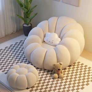 Ghế thư giãn đơn màu kem hình quả bí ngô, kiểu dáng hiện đại, đóng gói hút chân không - Product Image 4