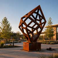 Sculpture moderne en acier corten en forme de feuille, art abstrait botanique pour jardin, parc, paysage extérieur, décoration en métal, sculpture en acier corten