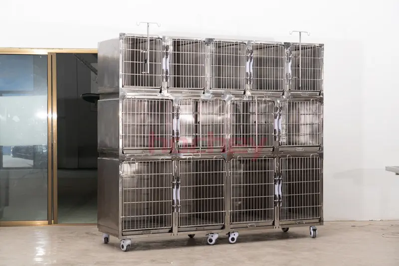 MT médical usine prix Direct cages vétérinaires en acier inoxydable chien cage banque