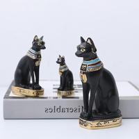 Vente en gros de décoration de maison de style égyptien statue de chat assis déesse artisanat en résine avec motif animal